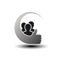 Community black symbols. Simple silhouettes of man with best choice gesture. Profile circular labels. Sign of member or user on so