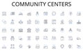 Community centers line icons collection. Hierarchy, Chain, Management, Organization, Framework, Control, Power vector