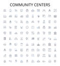 Community centers outline icons collection. Community, Centers, Community-Centers, Fun, Activities, Gatherings, Classes