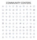 Community centers outline icons collection. Community, Centers, Community-Centers, Fun, Activities, Gatherings, Classes