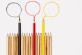 Community communication, represents people conference, social media interaction & engagement. group of pencils sharing idea Royalty Free Stock Photo