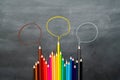 Community communication, represents people conference, social media interaction & engagement. group of pencils sharing idea on the Royalty Free Stock Photo