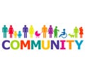 Community concept with colored people pictograms