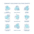 Community development solutions concept icons set