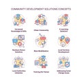 Community development solutions concept icons set