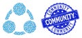 Grunge Community Round Seal Stamp and Fractal Cooperation Icon Composition