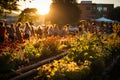 Community Garden Flourishing: Diverse Hands Cultivating Sustainable Living Together