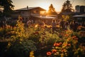 Community Garden Flourishing: Diverse Hands Cultivating Sustainable Living Together