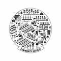 community garden harvest line art illustration Royalty Free Stock Photo