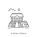 Community garden line icon. Editable illustration