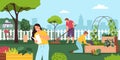 Community Garden Vector Illustration