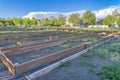 Community garden with wood planks walls at Daybreak in South Jordan, Utah