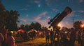 Community gathers with telescopes at night event for Asteroid Day search. Asteroid Day