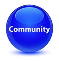 Community glassy blue round button