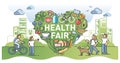 Community health fair as social campaign for body wellness outline concept