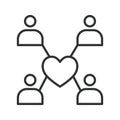 Community icon in line design. community, people, connection, heart, unity, collaboration, group on white background vector Royalty Free Stock Photo
