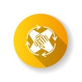 Community involvement yellow flat design long shadow glyph icon