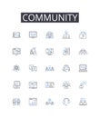 Community line icons collection. Society, Population, Neighborhood, Assembly, Congregation, Gathering, Colony vector and