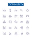 Community line icons signs set. Design collection of Society, Fellowship, Network, Clan, Congregation, Group, Alliance