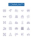 Community line icons signs set. Design collection of Society, Fellowship, Network, Clan, Congregation, Group, Alliance
