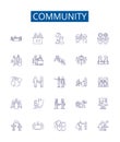 Community line icons signs set. Design collection of Society, Fellowship, Network, Clan, Congregation, Group, Alliance