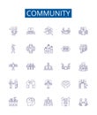 Community line icons signs set. Design collection of Society, Fellowship, Network, Clan, Congregation, Group, Alliance