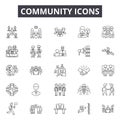 Community line icons, signs, vector set, outline illustration concept