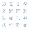 Community medicine linear icons set. Prevention, Health, Outreach, Intervention, Advocacy, Support, Equity line vector