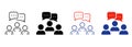 Community Network People Silhouette and Line Icon. Social Group Team Work Pictogram. Business Teamwork Person