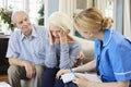 Community Nurse Visits Senior Woman Suffering With Depression Royalty Free Stock Photo