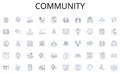 Community line icons collection. Comfort, Shelter, Sanctuary, Haven, Cozy, Welcoming, Liveable vector and linear