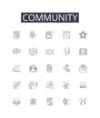 Community line icons collection. Society, Population, Neighborhood, Assembly, Congregation, Gathering, Colony vector and