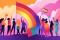 freedom group community flag rainbow celebration concept homosexual pride parade. Generative AI.