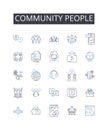 Community people line icons collection. Society individuals, Neighbourhood citizens, Team members, Group comrades