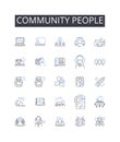 Community people line icons collection. Society individuals, Neighbourhood citizens, Team members, Group comrades