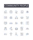Community people line icons collection. Society individuals, Neighbourhood citizens, Team members, Group comrades