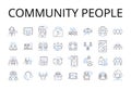 Community people line icons collection. Society individuals, Neighbourhood citizens, Team members, Group comrades