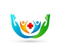 Community people Medical care logo and symbols template with two hands. People, logo.