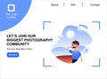 Community of photographer landing web page design Stock Photo with flat illustration Free Vector Royalty Free Stock Photo