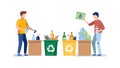 Community recycling: two people sorting waste. vector design Generative AI Royalty Free Stock Photo
