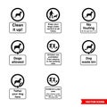 Community safety notice signs icon set of black and white types. Isolated vector sign symbols. Icon pack