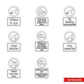 Community safety notice signs icon set of outline types. Isolated vector sign symbols. Icon pack