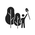 Community service black glyph icon. Plant trees concept. Outline pictogram for web page, mobile app, promo.