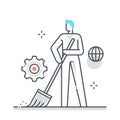 Community service related color line vector icon, illustration