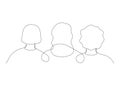 Community of women friend hug and support together, back view, continuous one art line drawing. Sisterhood, friends Royalty Free Stock Photo