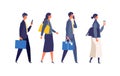 Commute of working businessmen. Flat design vector illustration of business people