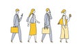 Commute of working businessmen. Flat design vector illustration of business people