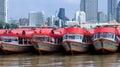 Commuter boats tethered to each other