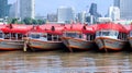 Commuter boats tethered to each other