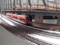 Commuter train arrives at kassel, hessen, germany station